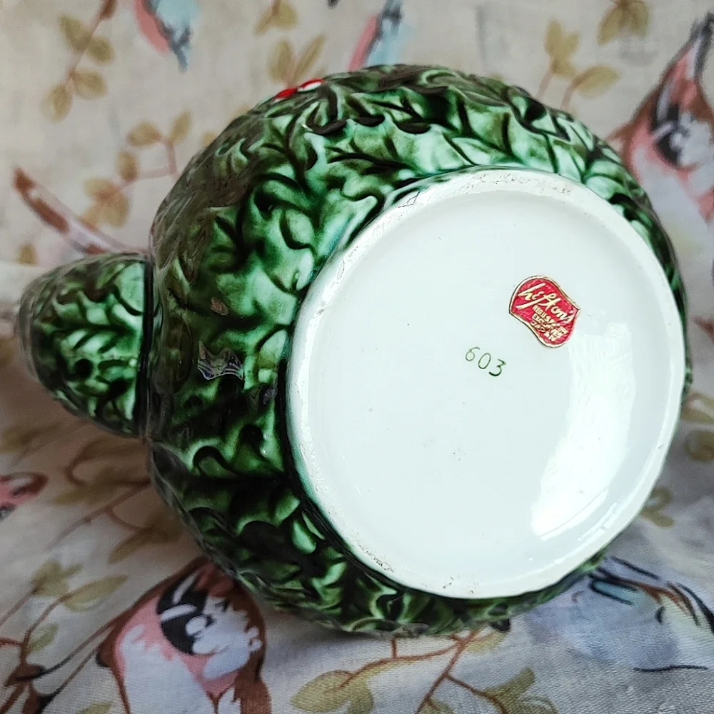 Teapot Christmas Rose By Lefton Vintage Coffee Pot Server Carafe Holiday FLAWS - Picture 12 of 14